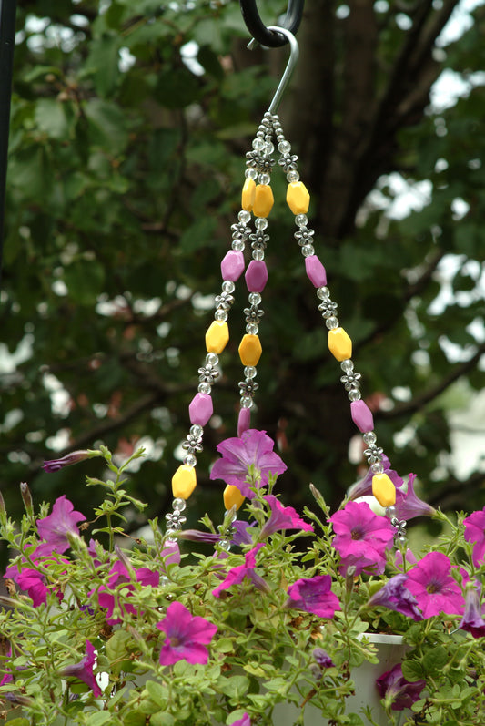 Yellow & Pink Beaded Plant Hanger